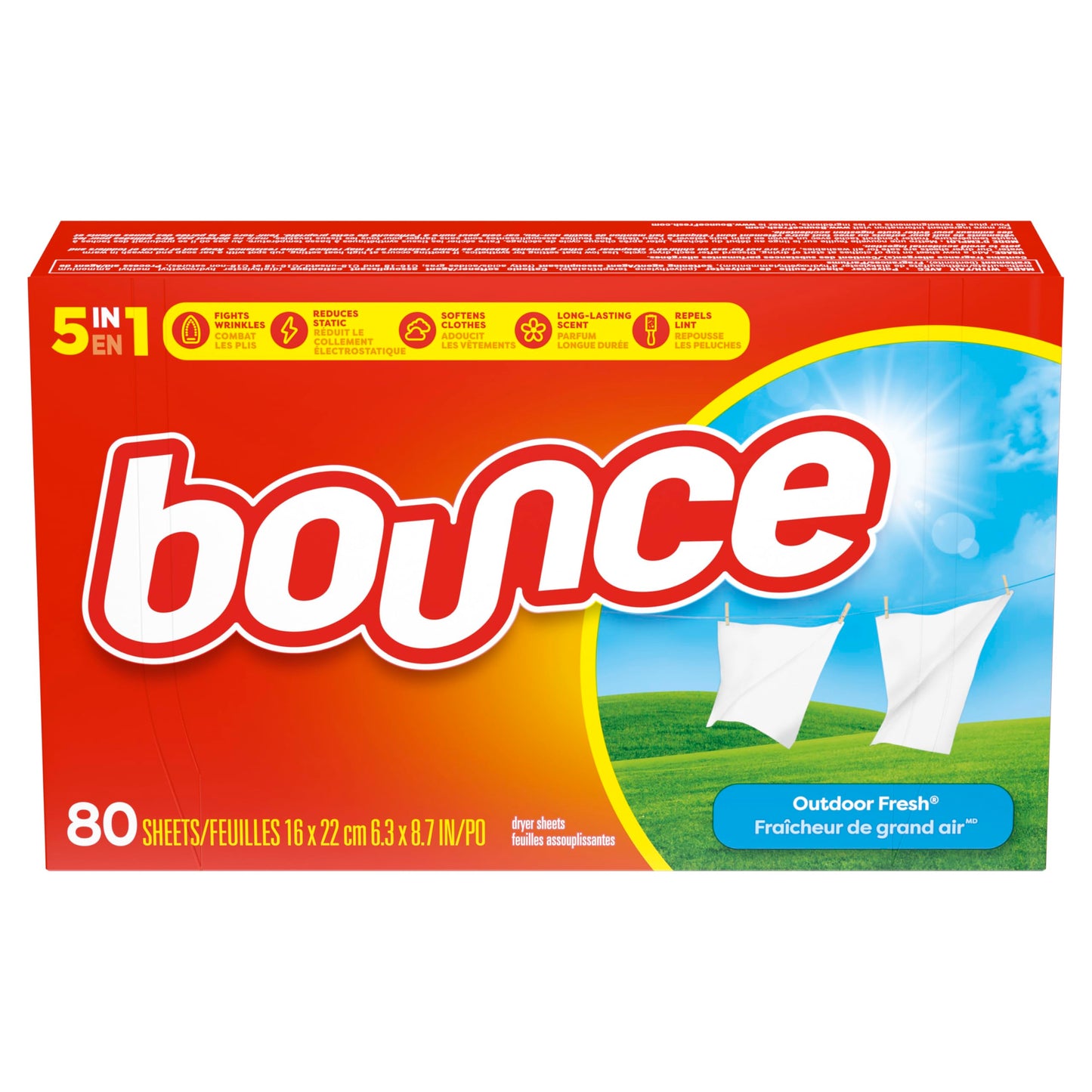 Bounce Dryer Sheets, Outdoor Fresh Scent Fabric Softener Sheets, 200 Count