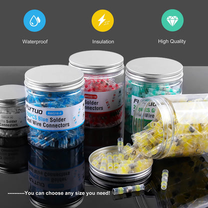 280PCS White Solder Seal Wire Connectors, AWG 26-24 Marine Grade Waterproof Solder Wire Connectors, Insulated Heat Shrink Butt Connectors (Shrink Ratio: 2:1)