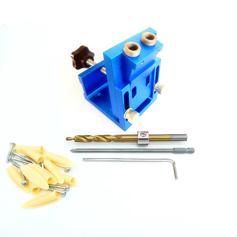 9.0Mm Aluminum Oblique Hole Puncher Dowel Jig Pocket Hole Drill Guide Woodworking Joinery Tools Set for Carpentry DIY Tools