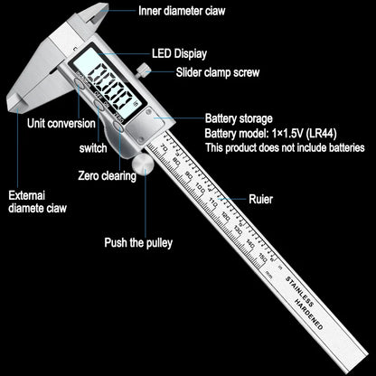 Vernier Caliper - Stainless Steel Digital Caliper 6 Inch/150mm